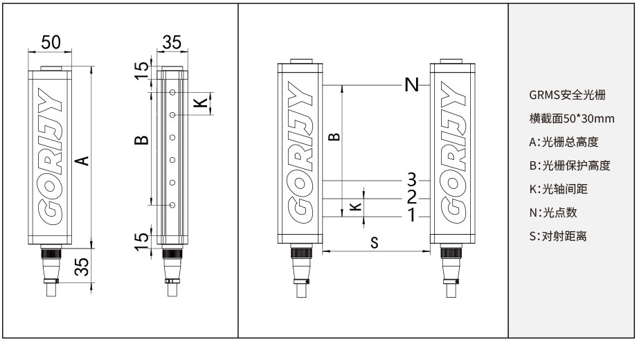 級聯(lián)安全光柵尺寸 級聯(lián)安全光柵尺寸